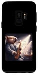 Coque pour Galaxy S9 Wombat joue du saxophone dans un club de jazz confortable et faiblement éclairé. Notes