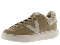 Victoria 1263109-WOMEN Basket Basse Milan CROÛTE DE Cuir & Talon Peau d'agneau Plateforme Femme Taupe 35