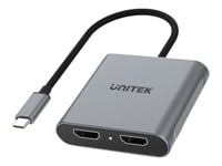 Unitek - Video Adapter - 24 Pin Usb-C Hann Til Hdmi Hunn - 15 Cm - Romgrå - Dual 4K60hz Support