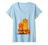 Womens Girls love 3-wick candles black flame candle fant Groovy V-Neck T-Shirt