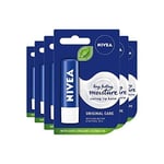 NIVEA Lip Balm Original Care Pack of 6 (6 x 4.8g) Protective Lip Moisturiser wit