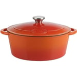 SITRAM Cocotte TRADIFONTE - 712574 - 4L Fonte emaillee ovale blanc et orange - T