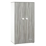 Armoire bébé Smile ours - Chêne silex - Blanche - 2 portes - 168x85x57cm - Babyprice