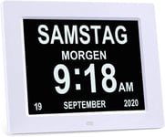 8" Pouce Lcd Horloge Numérique Calendrier Avec Date Jour Et Heure Horloge Non-Abrégée Auto Dimming 10 Langues Hd Display Rappel Pour Alzheimer Les Personnes Âgées Et Les Enfants