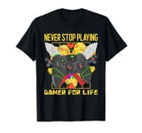 Never Stop Playing - Gamer For Life (print of a console) T-Shirt