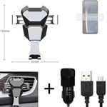 Car holder air vent mount for HTC Desire 22 Pro + CHARGER Smartphone