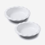 Porcelain Individual Round Pie Dish with Crinkle Crust Rim Set of 2