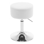 WOLTU Tabouret de Maquillage, Tabouret de Bar Rond, Tabouret Réglable en Hauteur, Tabouret Pivotant sur Socle Évasé en Métal, Tabouret Rembourré, en Velours Côtelé, Blanc, BH409ws-1