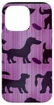 Coque pour iPhone 14 Pro Max Étui pour téléphone teckel rayé abstrait violet