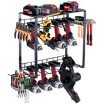 VEVOR Support Mural d'Outils Électriques 8 Emplacements Organisateur Rangement Garage Atelier 3 Couches Étagère Multifonction Métal pour Perceuse Sans Fil, Station Charge Batterie, Tournevis, Pinces