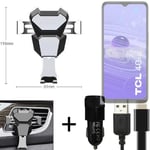  For TCL 40 R 5G Airvent mount + CHARGER holder cradle bracket car clamp