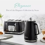 Swan Elegance Kettle & 4 Slice Toaster Textured Black Gloss Finish Chrome Trim