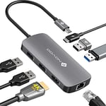 NOVOO Hub USB C, 7 en 1 Multiport Adaptateur HDMI 4K, Ethernet RJ45, 4 Ports USB, Type C 100W PD Compatible avec MacBook Pro/Air et Autres appareils de Type C
