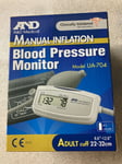 A&D Medical Blood Pressure Monitor Upper Arm Semi Auto Manual Inflation UA704