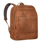 STILORD 'Norbert' Sac à Dos Ordinateur 15.6 Pouces Femme et Homme Sac a Dos Ordi Portable chic Sac d'Affaires College Sac a Dos en Cuir Vintage, Couleur:Cognac Marron