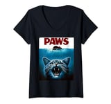 Womens Paws Cat and Mouse Parody Funny Cat V-Neck T-Shirt