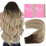 YoungSee Tissage Cheveux Naturels Ombre 18 Pouces Tissage Naturel Cheveux Humain Ombre Brun Fonce à Blond Extension Tissage Cheveux Naturel Balayage 100g Extension de Cheveux Tissage