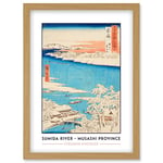 Wee Blue Coo Sumida River, Snowy Morning Musashi Province Utagawa Hiroshige Japanese Woodblock Classic Collection Artwork Framed Wall Art Print A4