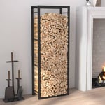 The Living Store - Portant de bois de chauffage Noir mat 50x28x132 cm Acier Noir