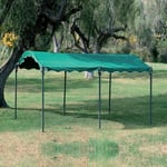 Abri de voiture Gazebo structure en acier et dessus vert en polyester 300x400x250 cm pour garage de jardin exte'rieur