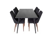 Venture Design Dipp & Leone matgrupp Svart/svart 6 st stolar & bord 180 x 90 cm