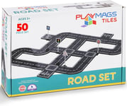 Playmags Magnetic Tiles Road Set - 50 Pcs STEM Educational Construction Toy Car