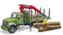 BRUDER, MACK Granite wood transport truck with crane and logs, 1/16, BRU2824