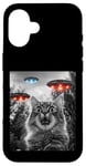 Coque pour iPhone 16 Maine Coon Cat Selfie avec Alien OVNI Homme, Femme, Enfant