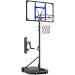 Yoleo - Panier de Basket Ball à manivelle sur Pied Portable Hauteur Réglable 153 - 260cm - Avec Roulettes - Exterieur Interieur pour Enfants Adultes