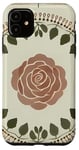 Coque pour iPhone 11 Rose florale botanique style bohème, roses d'amour