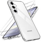 Natbok Clair Coque pour Samsung Galaxy S25 Plus/S25+/S24+, Coque et 2 Verre Trempé pour S25 Plus, Dur Dos PC et Antichoc Bumper TPU Etui Samsung S25+, Anti-jaunissement Ultra Mince Transparent Housse