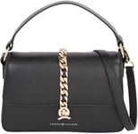 Tommy Hilfiger Sac à Bandoulière Femme Chain Leather Crossover Petit, Noir (Black), Taille Unique