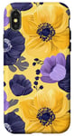 Coque pour iPhone X/XS Jaune Pop Art Tropical Mignon Violet Esthétique Anémones