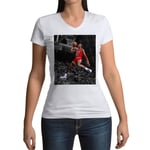 T-Shirt Femme Col V Michael Jordan Gros Dunk Chicago Bulls Basketball Goat