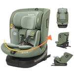 Jovikids i-Size Siege Auto ISOFIX 40-150 cm - Siège Auto Pivotant 360° de la Naissance à Environ 12 ans - ECE R129 Fixations ISOFIX, Top Tether - Vert