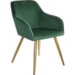 Chaise marilyn Effet Velours Style Scandinave - chaise de salle à manger, chaise de cuisine, chaise de salon - vert foncé/or