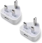 KamKorda USB Plug Charger Twin Pack | UK Mains Phone Charger Plug | for USB Cable UK 1Amp/1000mAh | Compatible with iPhone iPad Mini Air iPods Samsung Lenovo Sony ASUS Note 3 Nokia and more