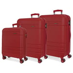 Movom Galaxy Ensemble de valises Beige 55/68/78 cm Rigide ABS Fermeture à Combinaison latérale 217L 11,64 kg 4 Roues Doubles Bagage à Main, Rouge, Talla Unica, Lot de 3 valises