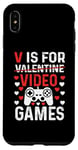 Coque pour iPhone XS Max V est pour les jeux vidéo, la Saint-Valentin, Funny Gamer, pour hommes et garçons