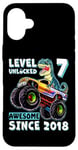 iPhone 16 Plus Level 7 Unlocked T Rex Monster Truck Dinosaur 7th Birthday Case