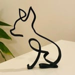 Modern Abstrakt Minimalistisk Metall Hund Skulptur Dekoration Staty Djur Konst Prydnader Chihuahua