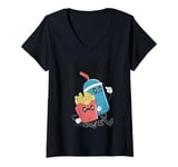 Womens Meant to Be Together Cute Retro Kawaii Cartoon Food Couple V-Neck T-Shirt