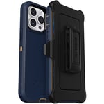 OtterBox Defender Series Coque pour iPhone 14 Pro Max (Uniquement) – Chaussures en Daim Bleu (Bleu), Robuste et Durable, avec Protection des Ports, Comprend Une béquille à Clip