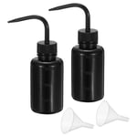 PATIKIL 150ml Wash Bottle, 2pcs Plastic Squeeze Bottle Narrow Mouth Bottle with Funnel Foam Bottle for Green Soap Cleaning Washing Irrigation, Black