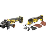 DEWALT - Meuleuse Brushless XR 18V 5Ah Li-Ion - Meuleuse Électrique sans Fil avec Coffret TSTAK - Lame Ø125mm - Vitesse à Vide 9000tr/min - 1000W & Outil Oscillant Multi Cutter 18V Sans Fil Brushless