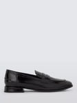 John Lewis ANYDAY Gaia Leather Minimal Penny Loafers, Black