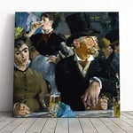 Big Box Art Canvas Print Wall Art Edouard Manet at The Cafe | Mounted and Stretched Box Frame Picture | Home Decor for Kitchen, Living, Dining Room, Bedroom, Hallway, Multi-Colour, 14x14 Inch