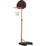 Homcom - Panier de Basket-Ball sur pied avec poteau panneau, base de lestage sur roulettes hauteur réglable 1,55 - 2,1 m rouge noir