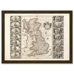 Jansson 17th Century Anglo Saxon Map Britain Brittania Artwork Framed Wall Art Print A4