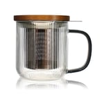 Tisanière mug Karl en verre borosilicate anse gris fumé 300 ml Ogo